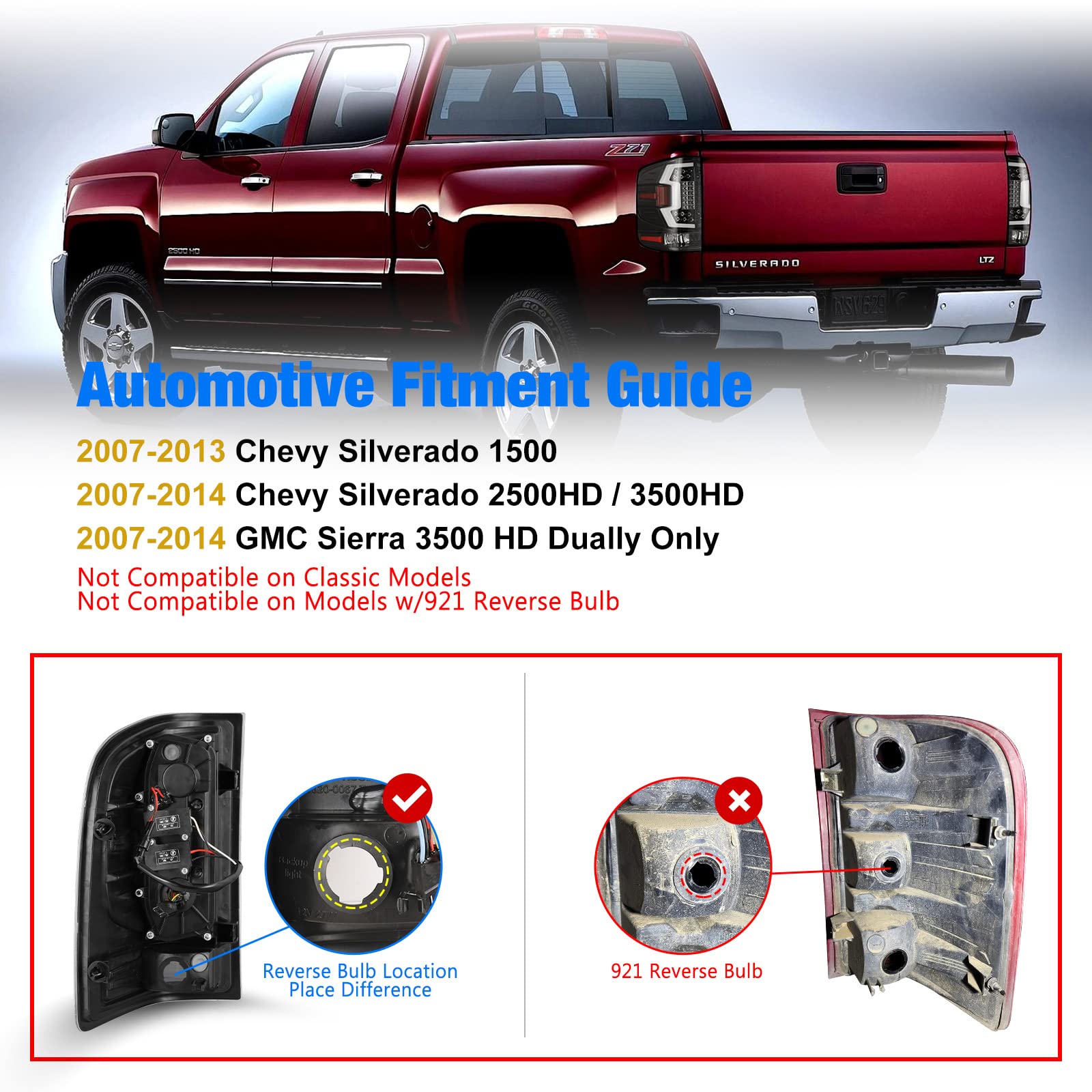 LEDテールライト 07-13 シボレー シルバラード テールライト 07-13シボレーシルバラードブラックDrlヘッド